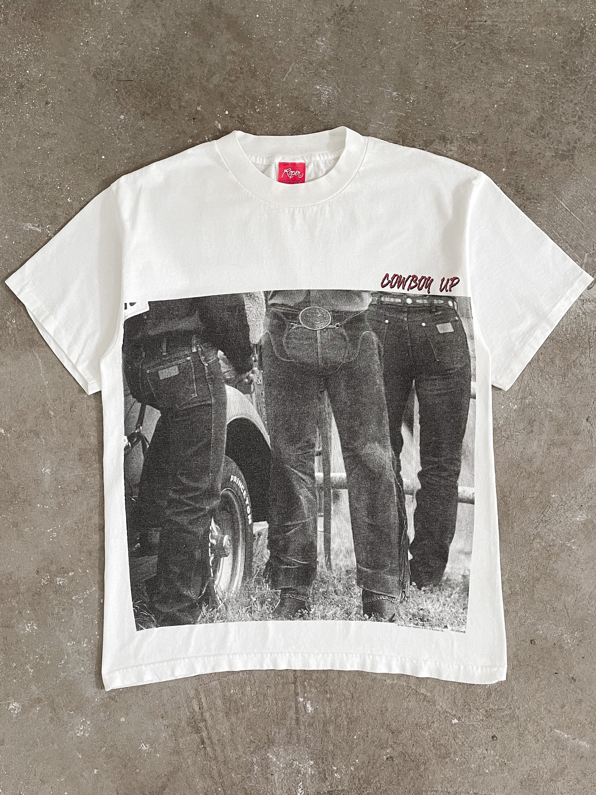 1990s “Cowboy Up” Single Stitched Tee (L)