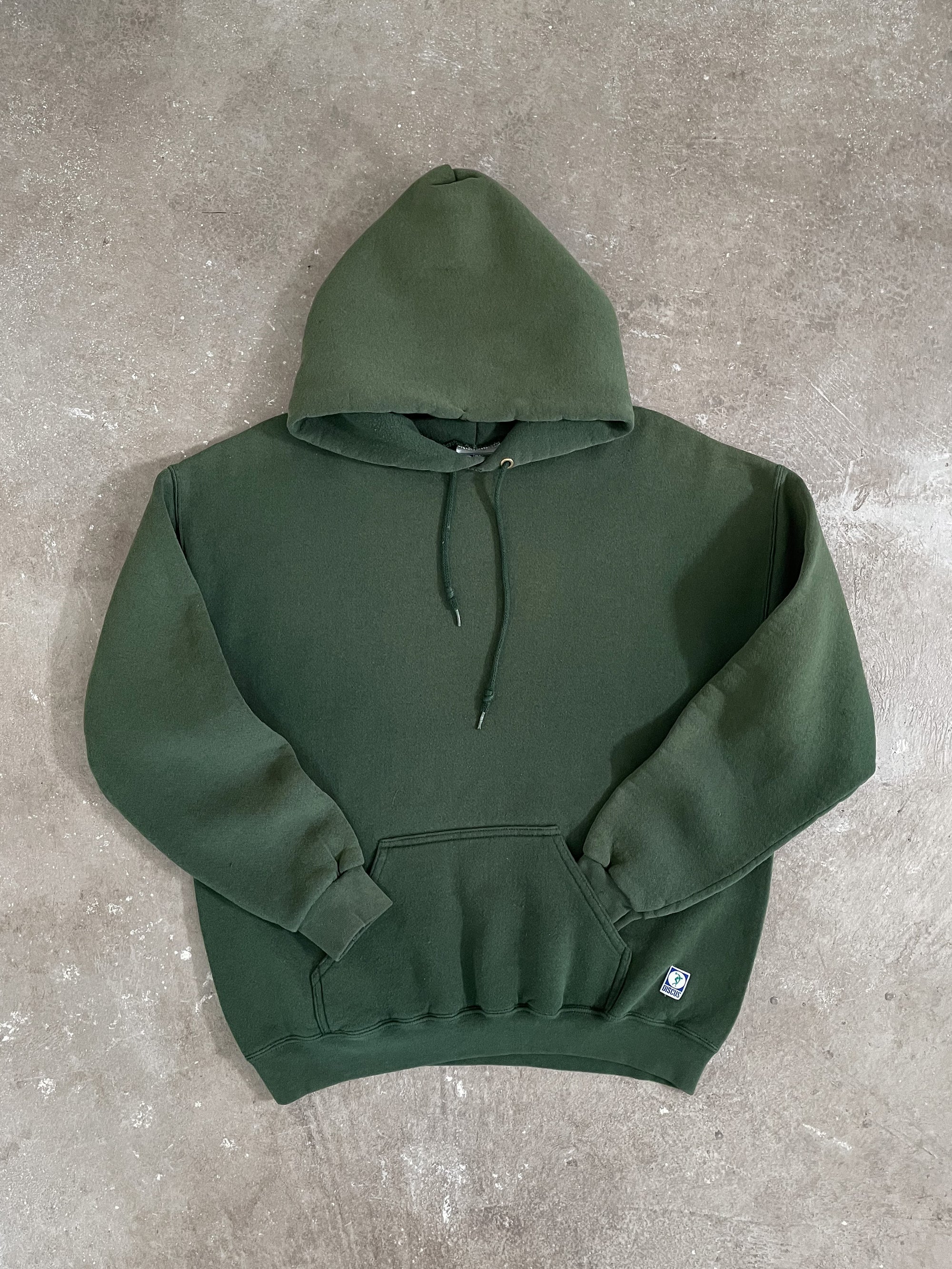 1990s Discus Faded Green Hoodie (L)