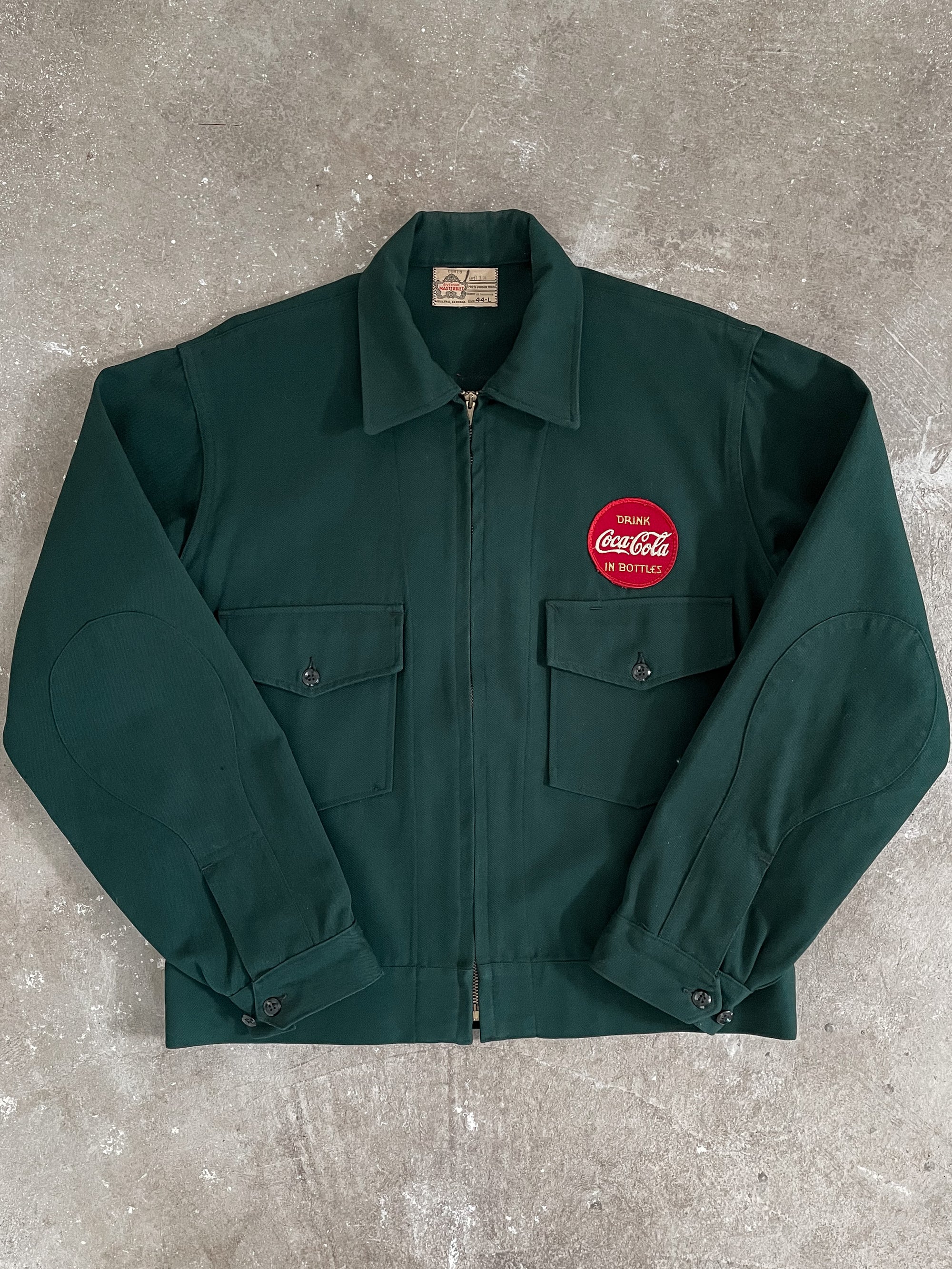 1950s “Coca Cola” Green Wool Talon Zip Work Jacket (M)