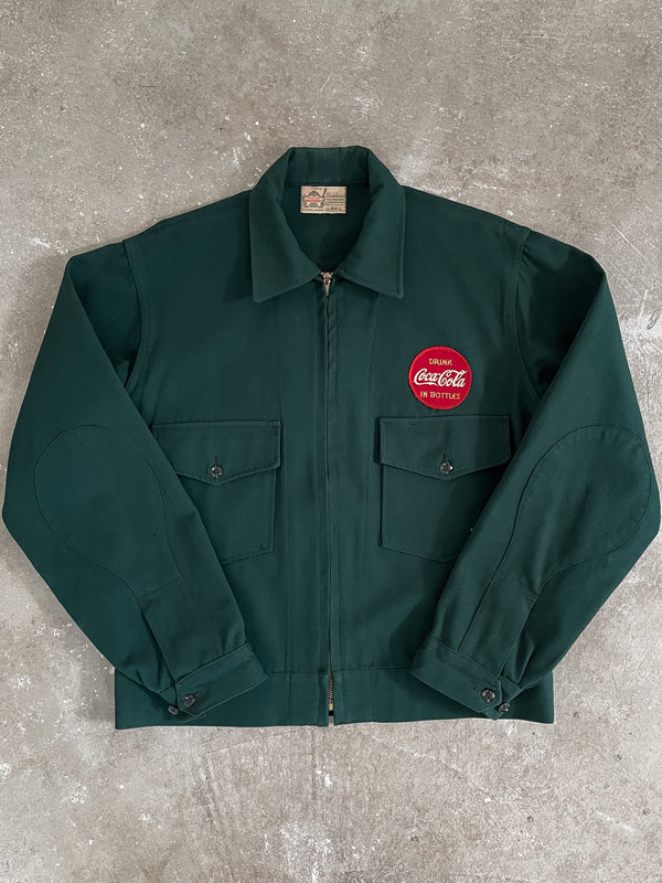 1950s “Coca Cola” Green Wool Talon Zip Work Jacket (M)