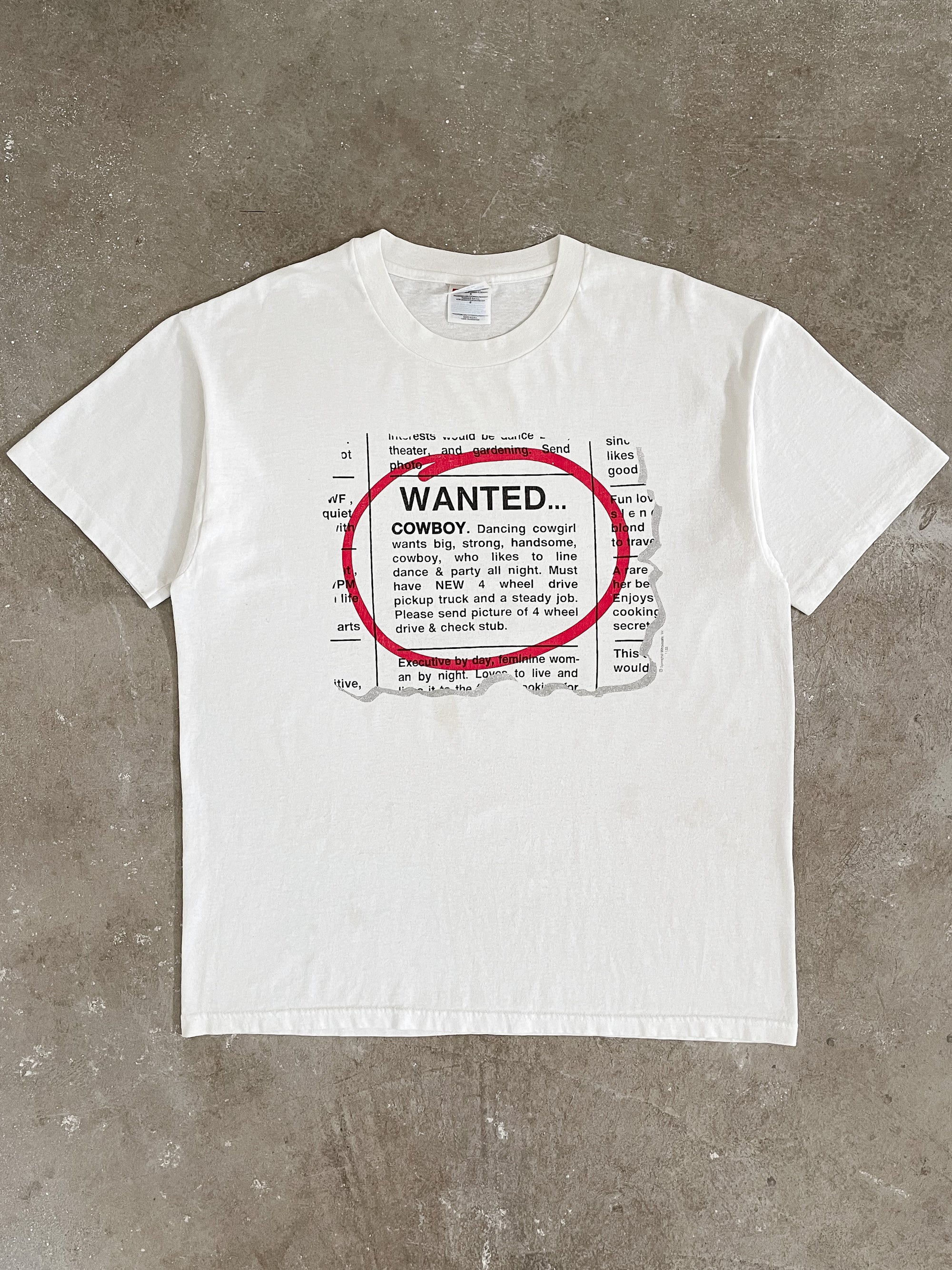 1990s “Cowboy Wanted” Single Stitched Tee (L/XL)