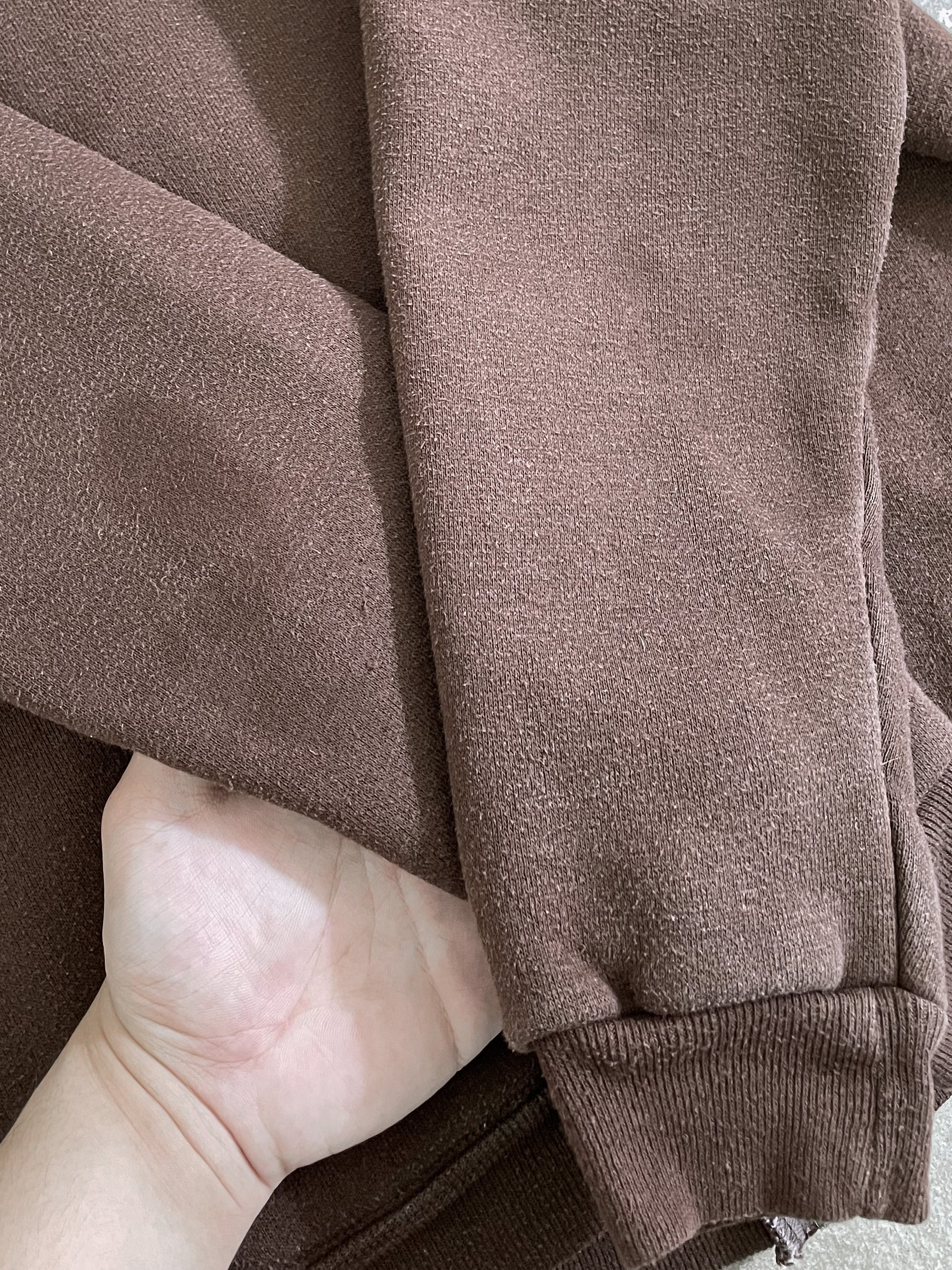 1970s Brown Thermal Zip Up Hoodie (M)