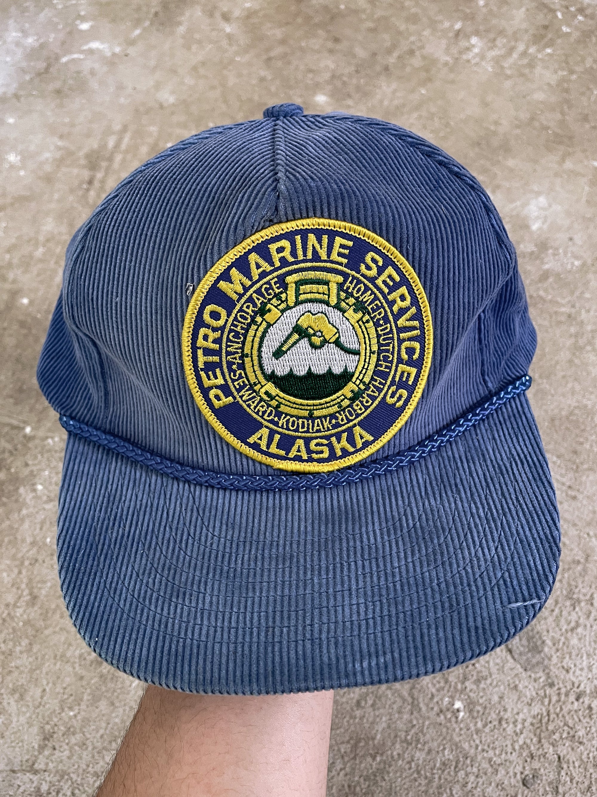 1980s “Marine Services Alaska” Faded Corduroy Trucker Hat