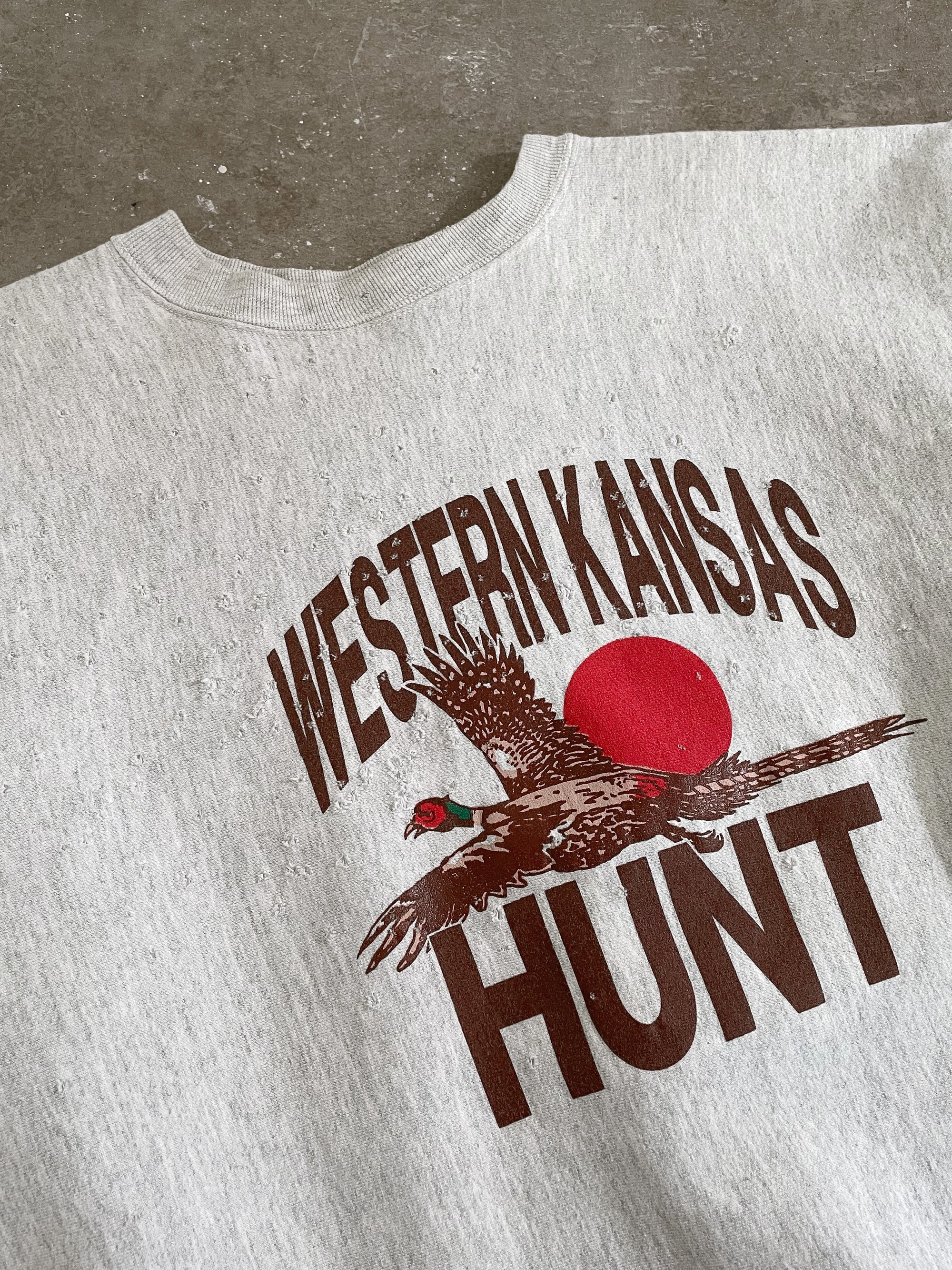 1990s “Western Kansas Hunt” Shotgun Blasted Sweatshirt (XL)