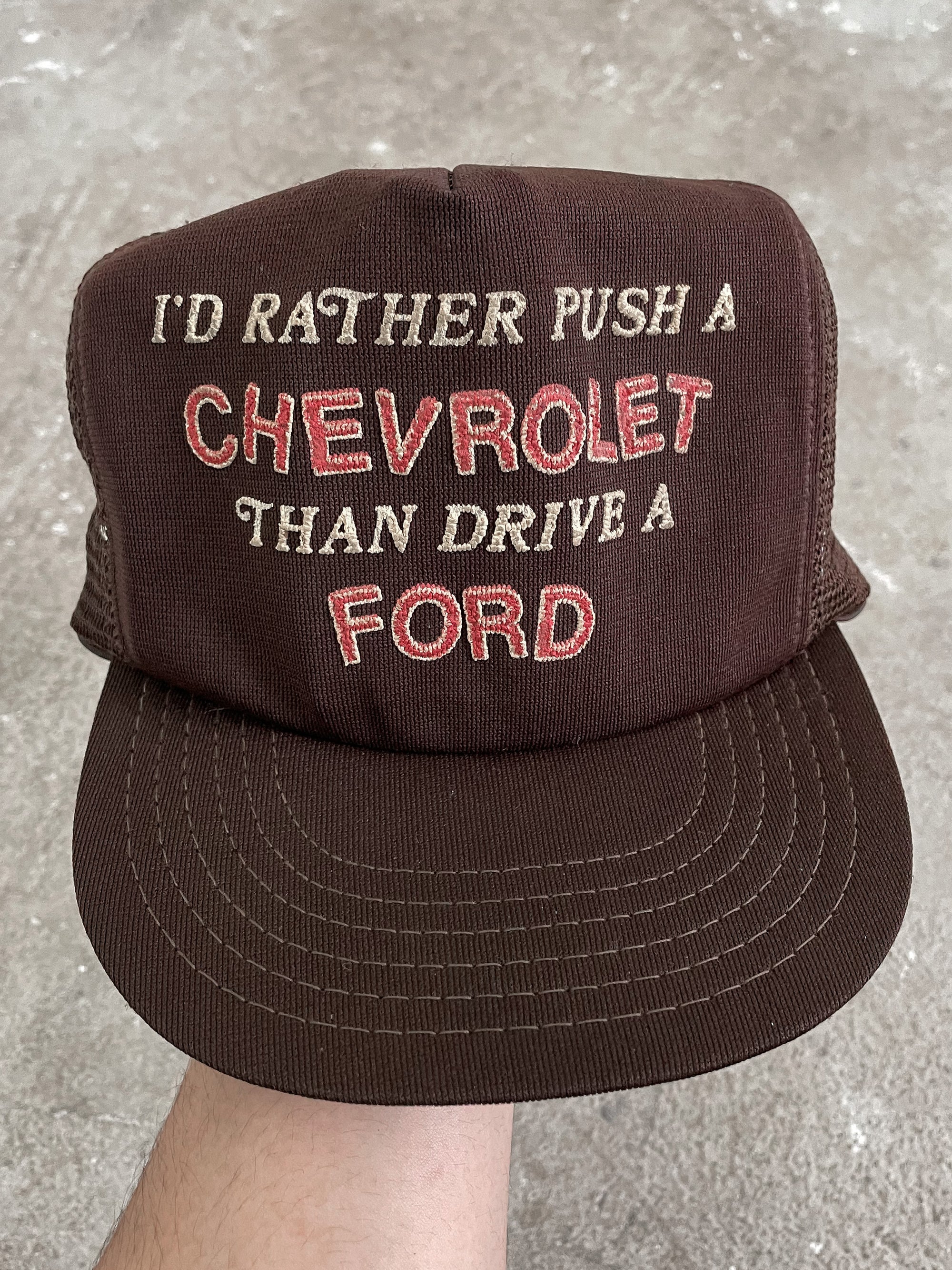 1980s “I’d Rather Push A Chevrolet…” Trucker Hat