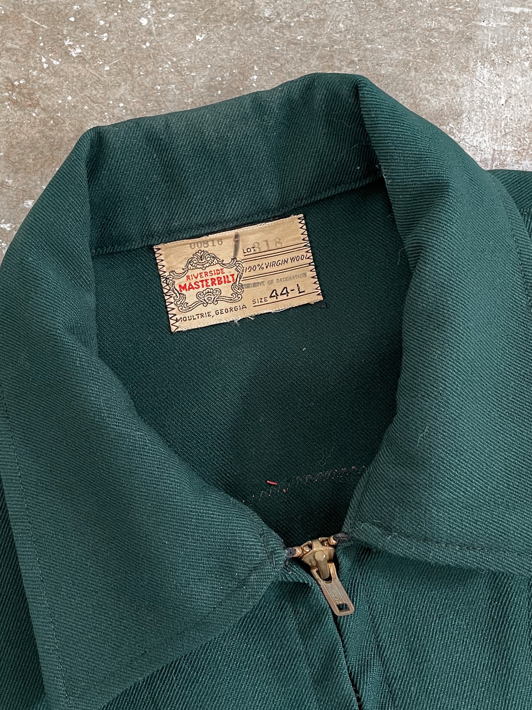 1950s “Coca Cola” Green Wool Talon Zip Work Jacket (M)