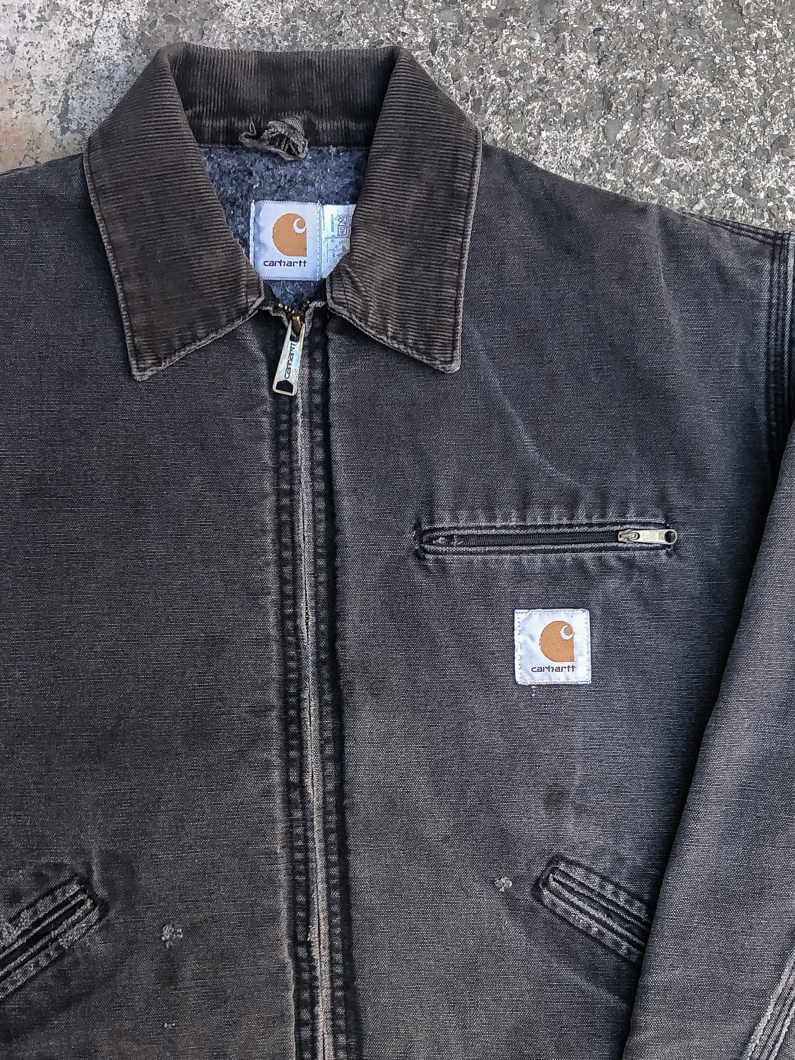 1990s Carhartt Faded Black Lined Work Jacket (L)