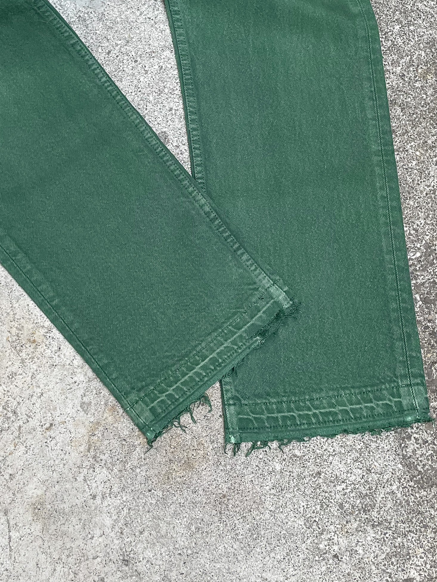 1990s Levi’s Faded Green 501 Released Hem (32X32)