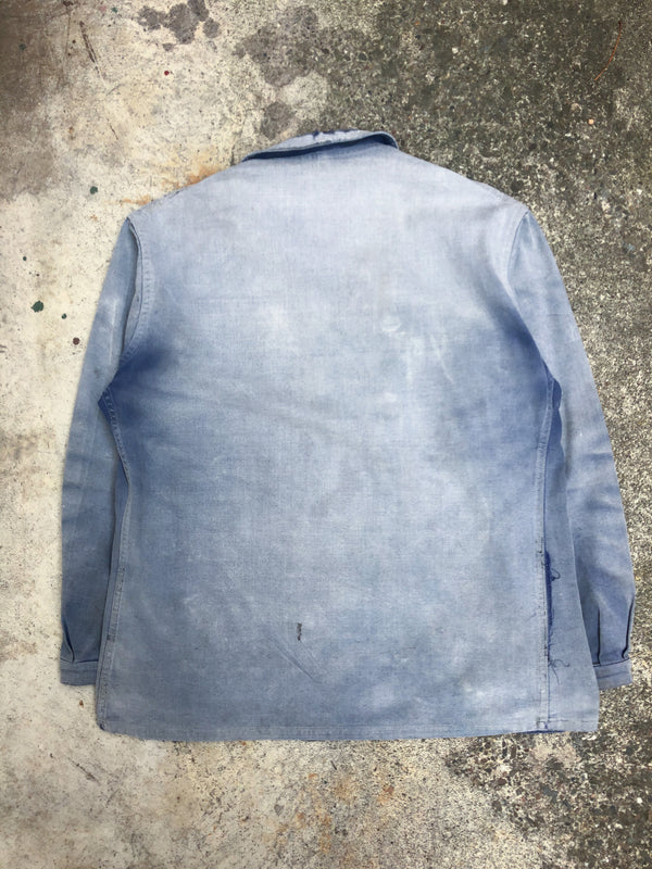 1970s Faded Oil Stained French Chore Jacket