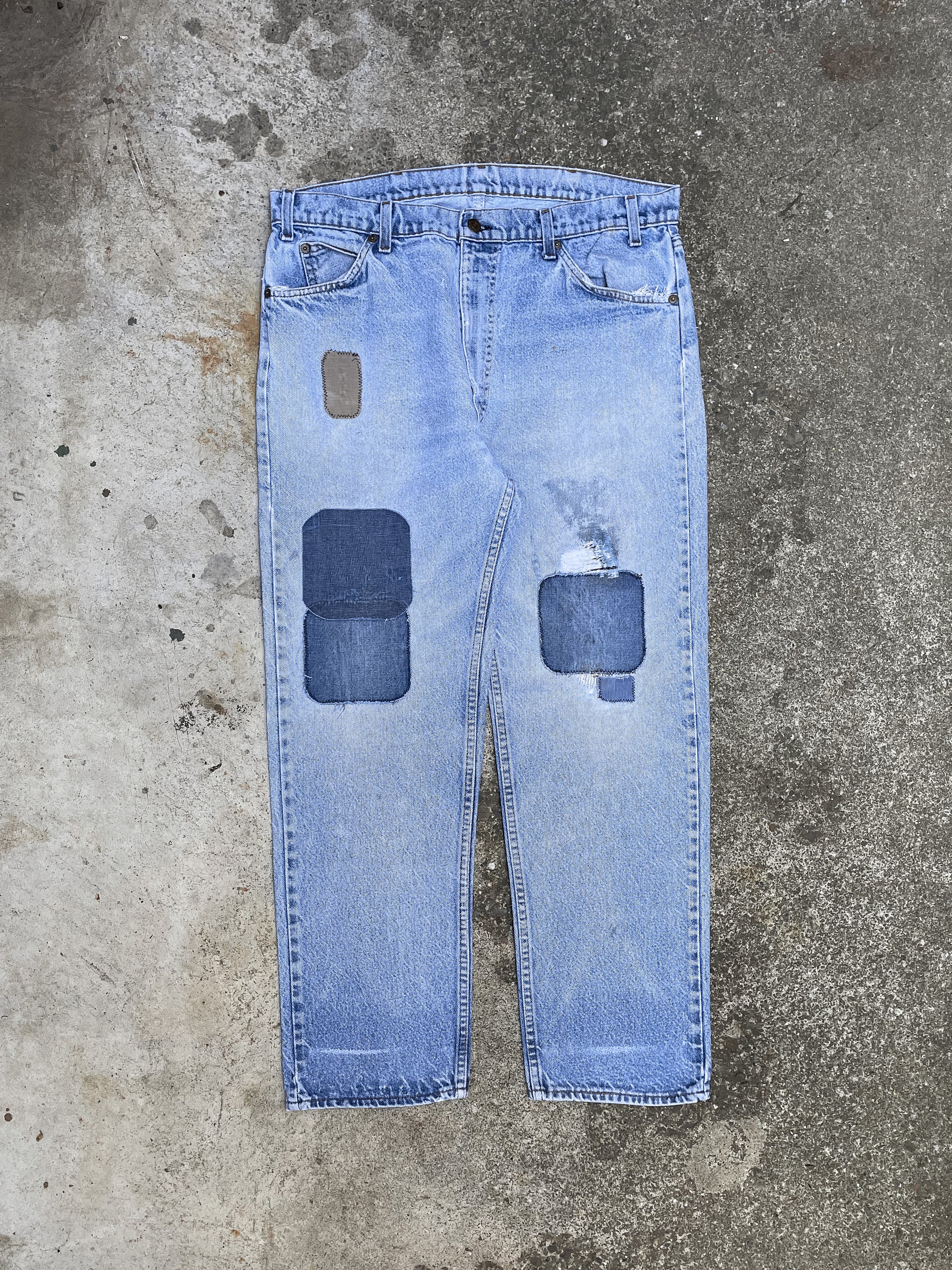 1980s Orange Tab Levi’s Patched Repaired Blue Denim (36X28)