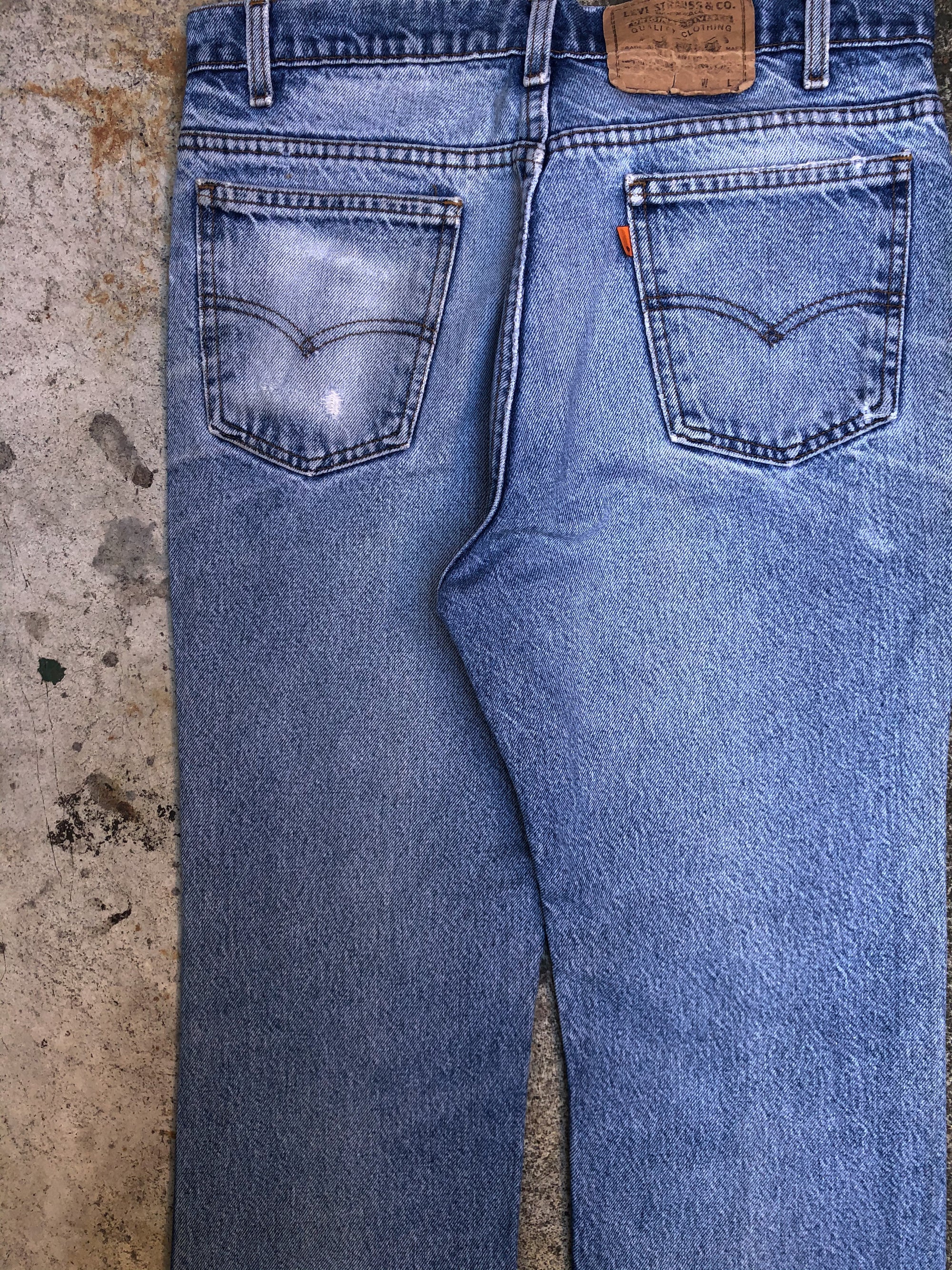 1980s Orange Tab Levis Faded Blue 517 Released Hem (32X28)