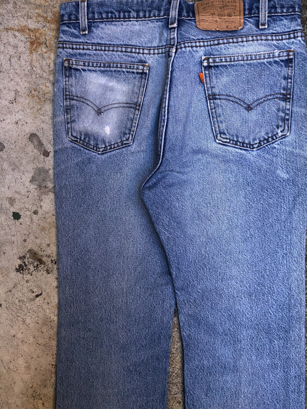 1980s Orange Tab Levis Faded Blue 517 Released Hem (32X28)