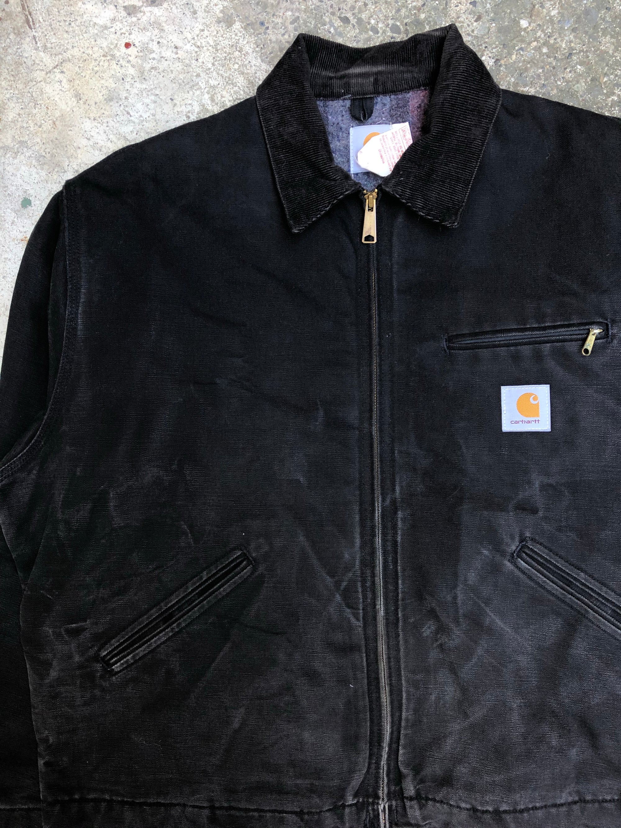 1990s Carhartt Faded Black Lined Work Jacket