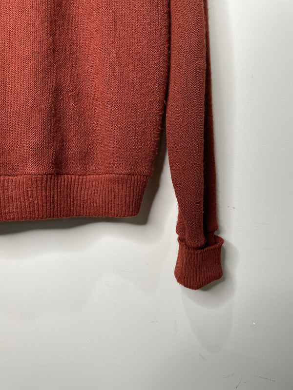 1970s Burnt Orange Mohair Acrylic Knit Cardigan (L)