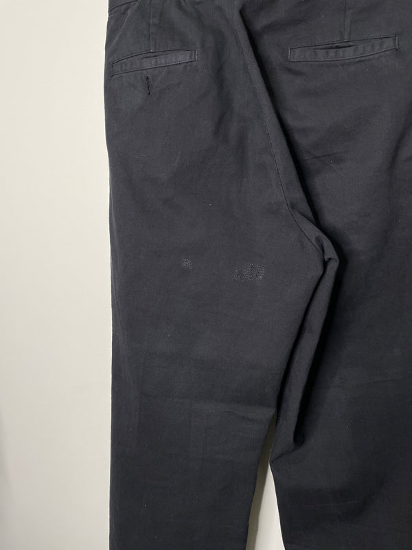 1970s Overdye Black Cotton Twill Repaired Work Pants Scovill Zip (28X26)