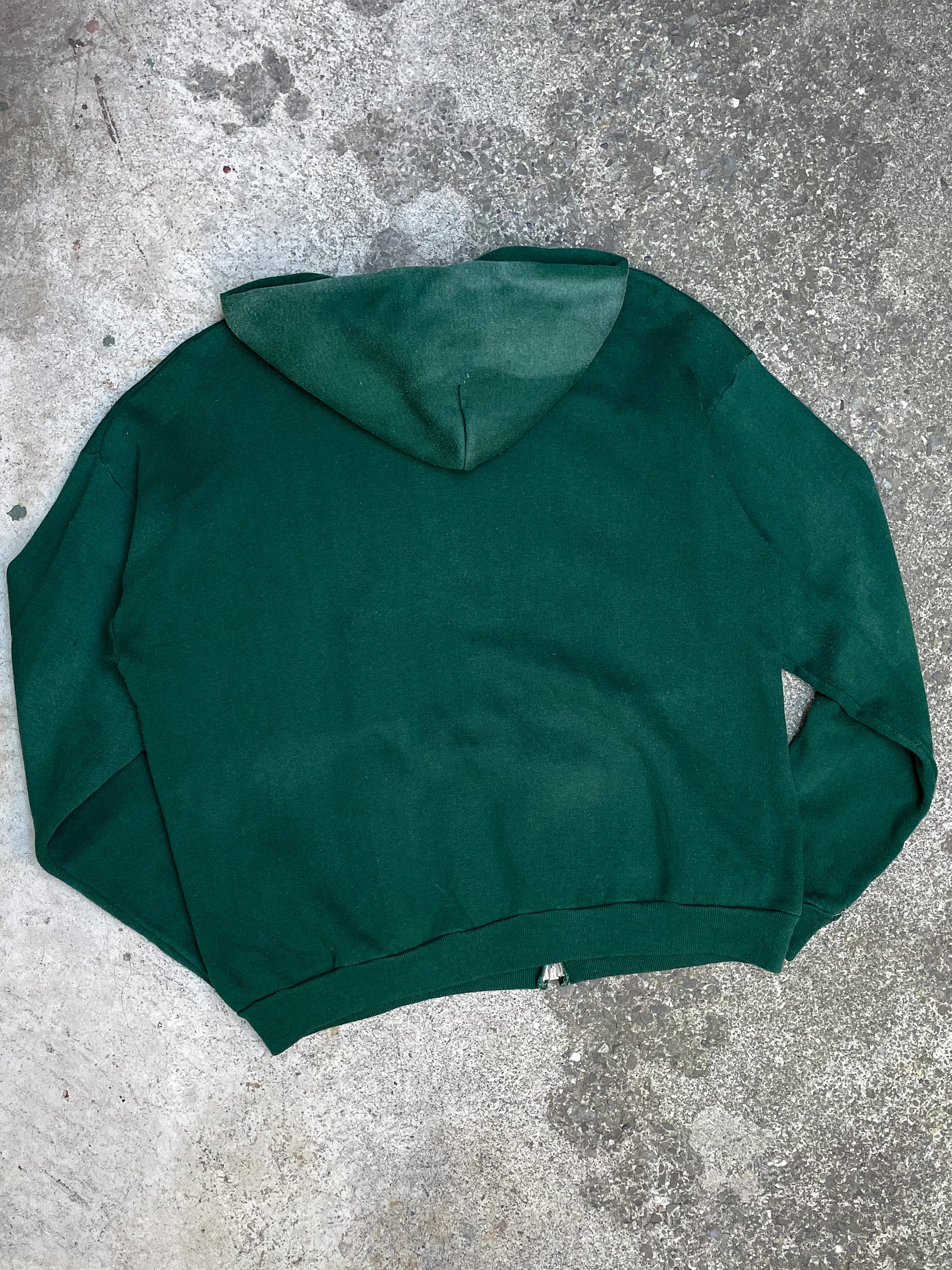 1970s Sun Faded Green Zip Up Hoodie