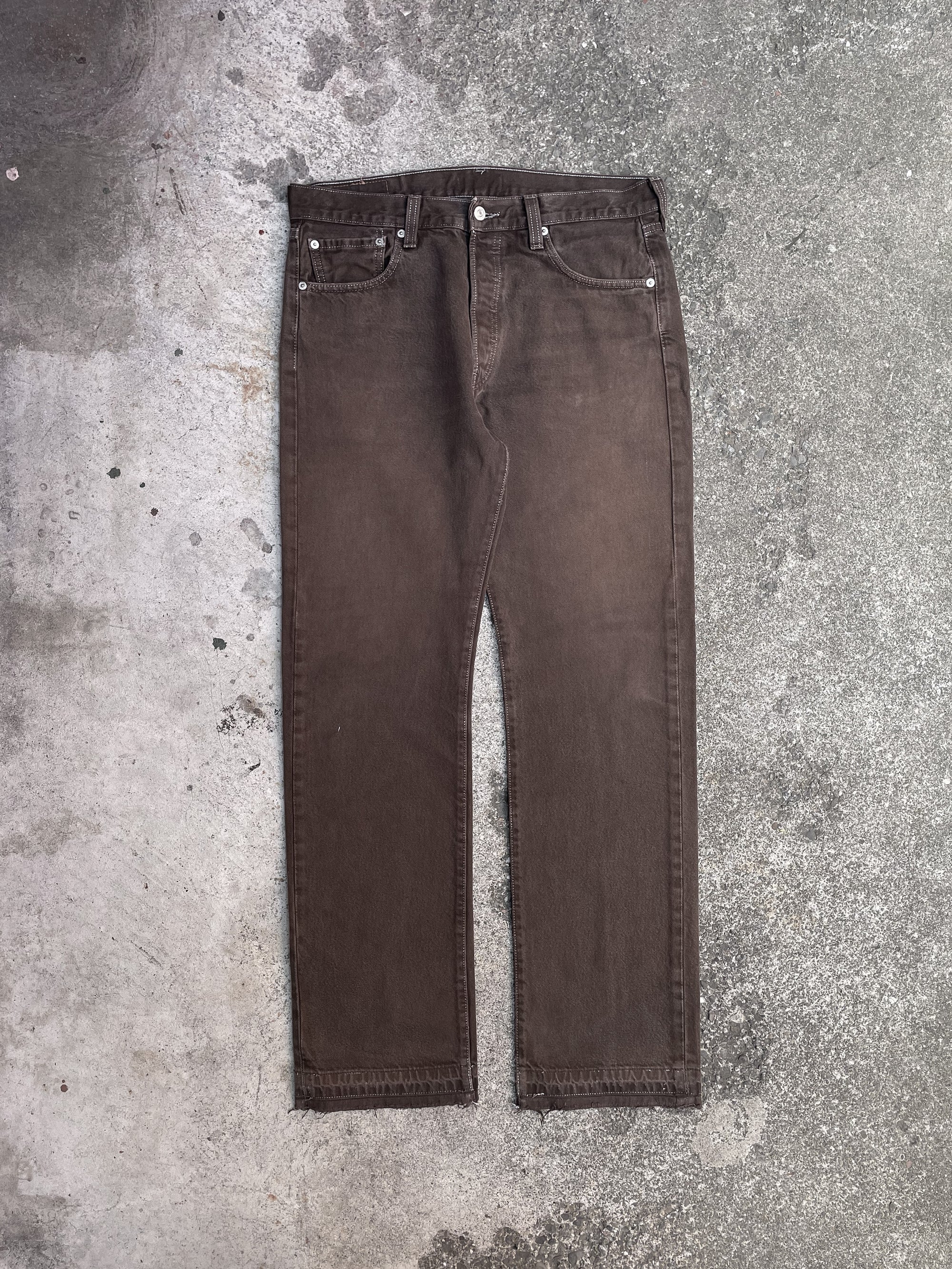 Vintage 00s Levi’s Brown 501 Released Hem (34X32)