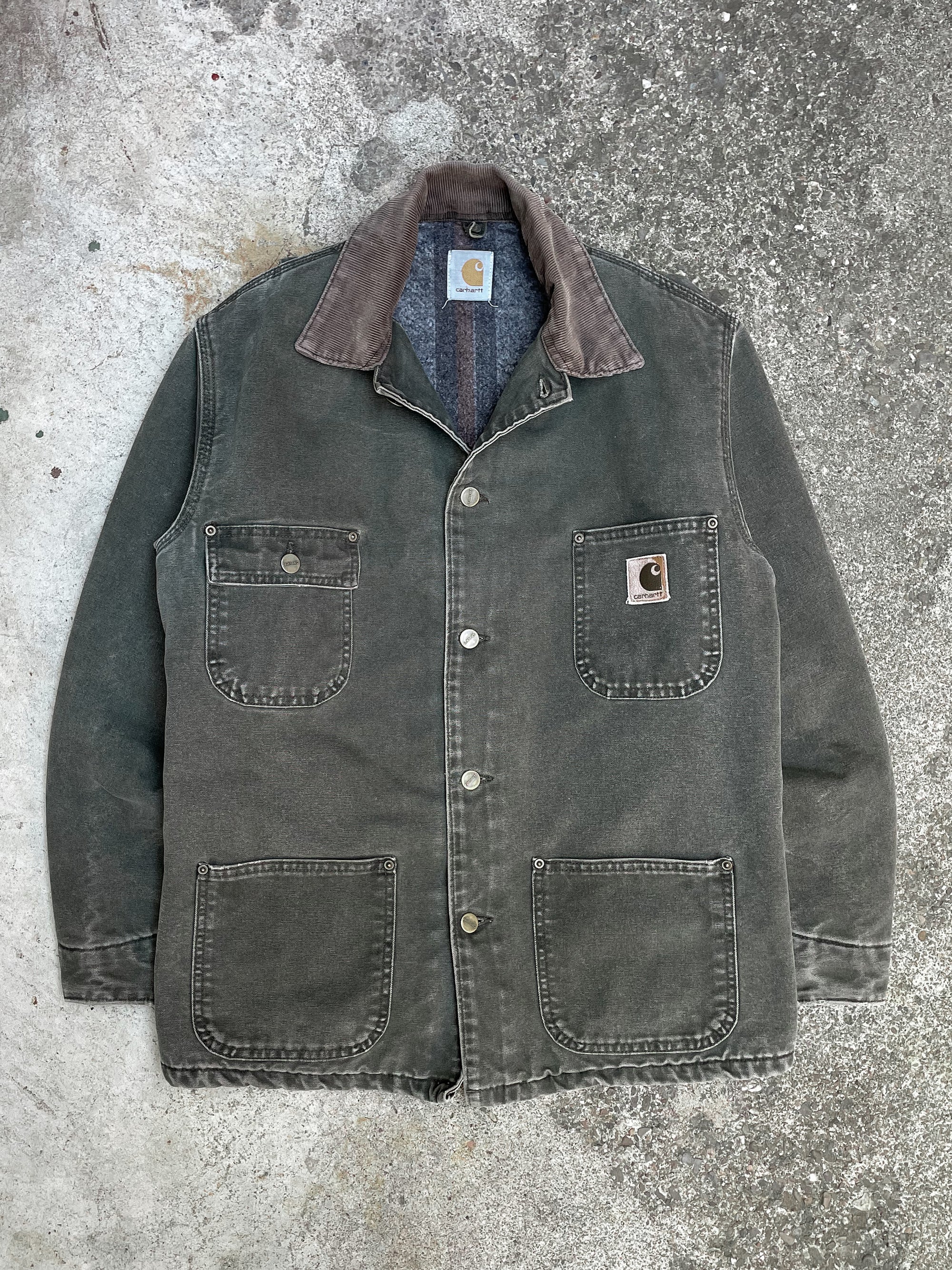 Carhartt Faded Moss Green Lined Chore Jacket (S)