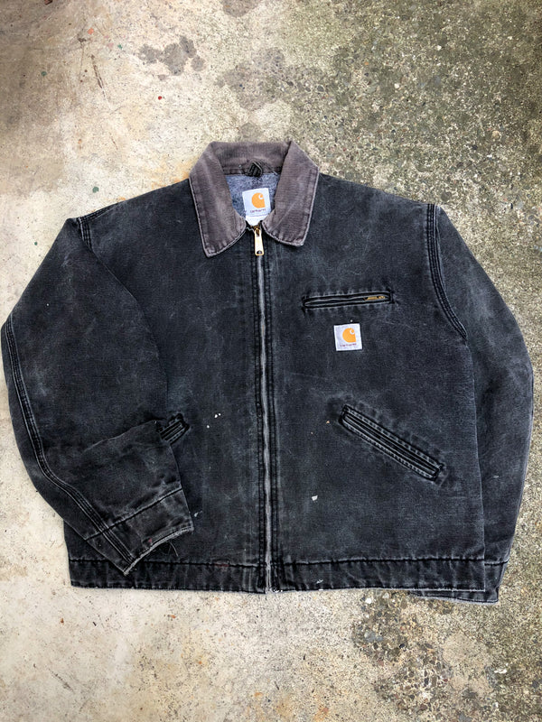 1990s Carhartt Faded Black Lined Work Jacket (L)