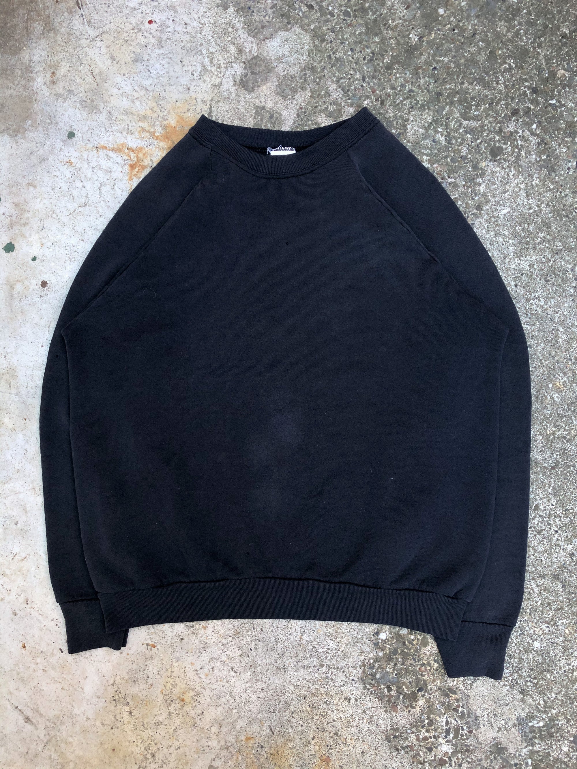 1990s Faded Black Blank Raglan Sweatshirt