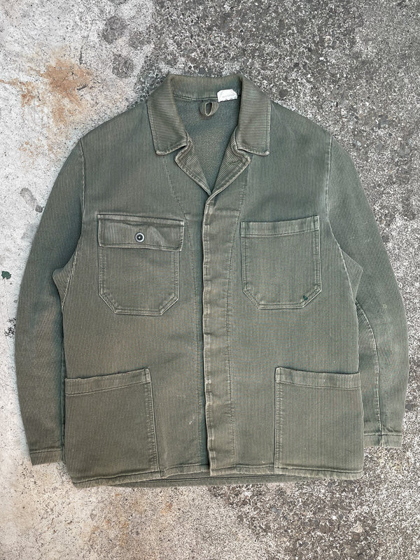 1970s Faded Green Cotton Twill European Chore Jacket (M)