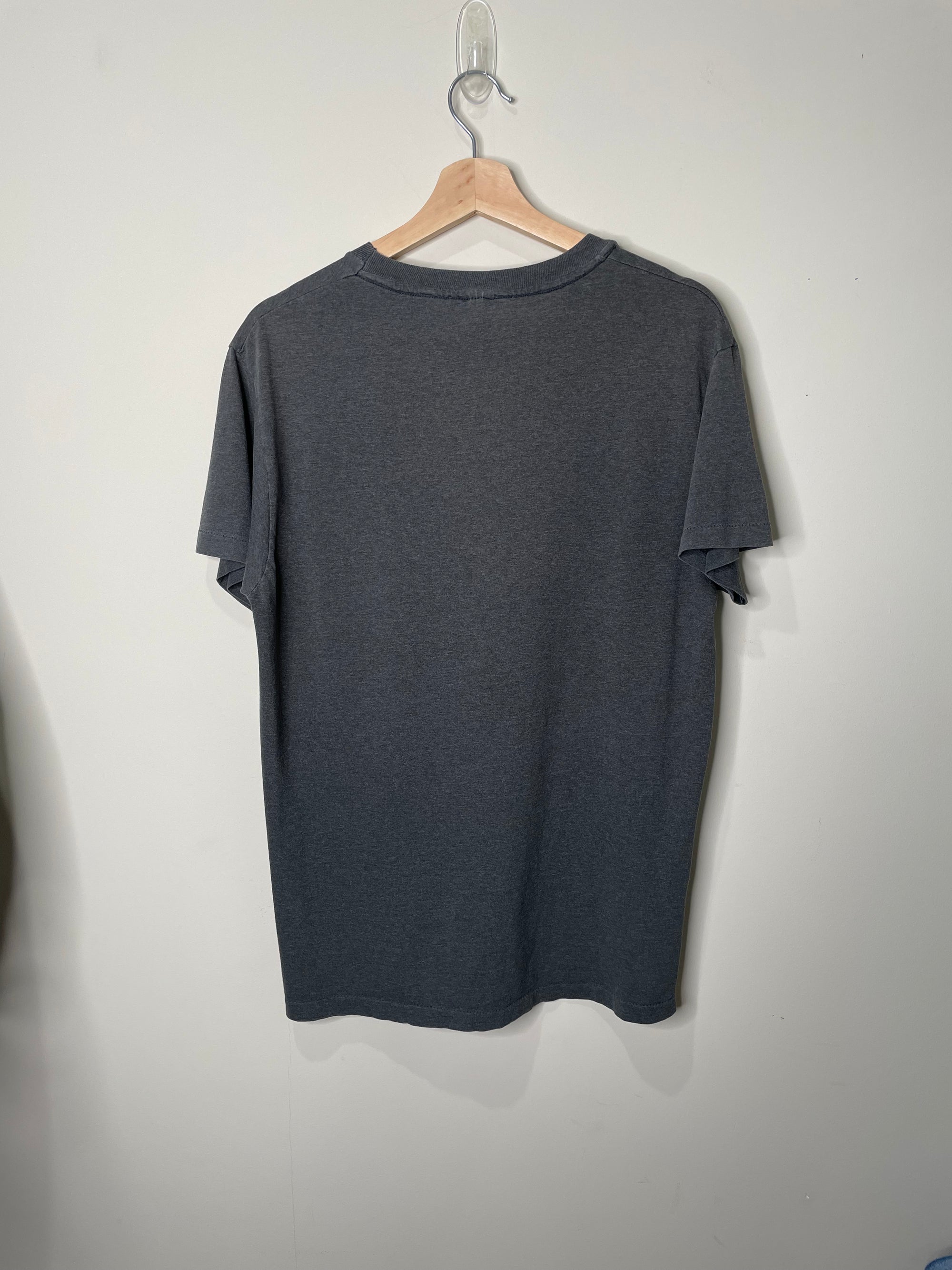 1990s Faded Charcoal Single Stitched Pocket Tee (M)