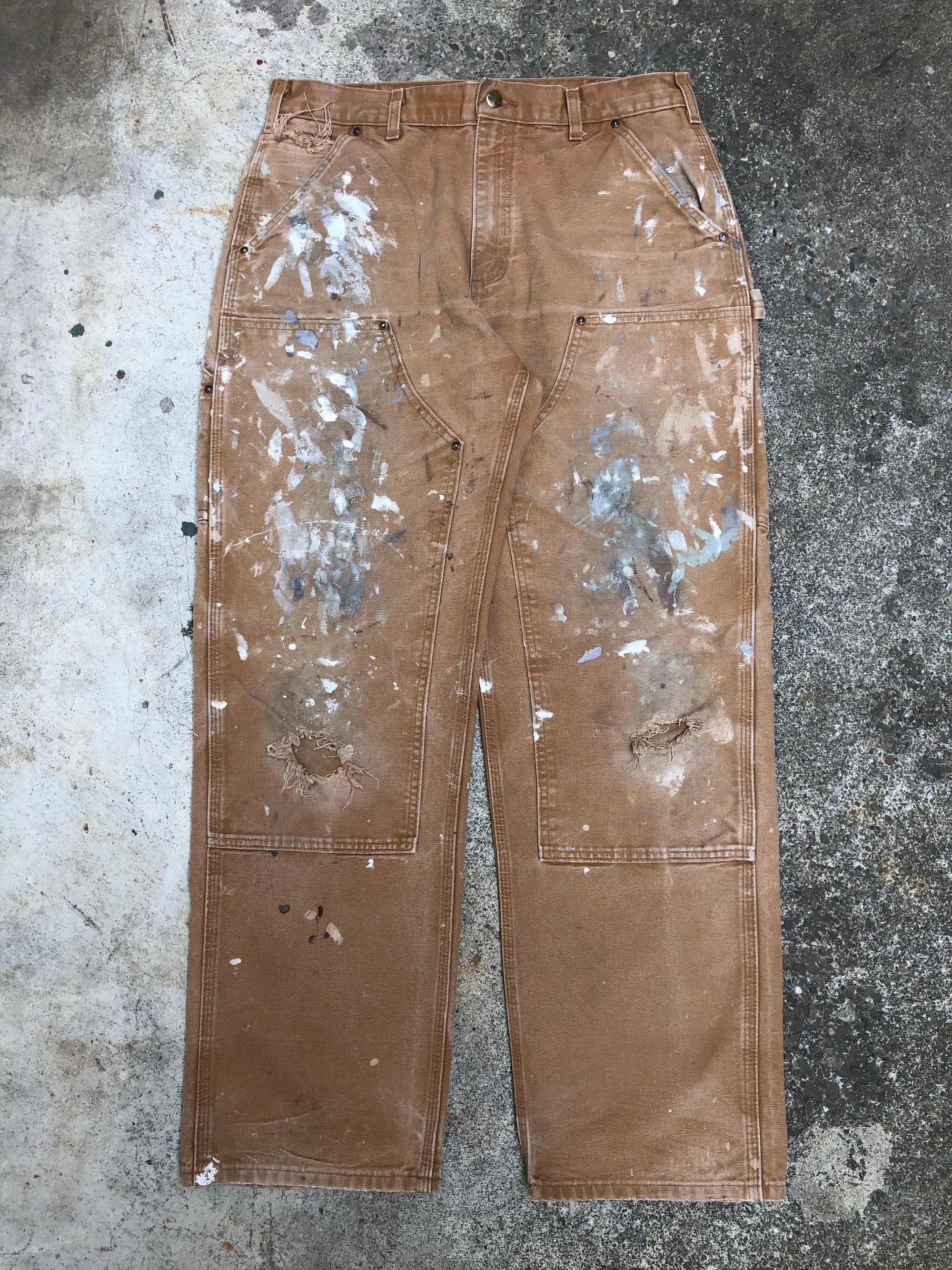 Carhartt B136 Tan Double Front Knee Work Pants (34X31)