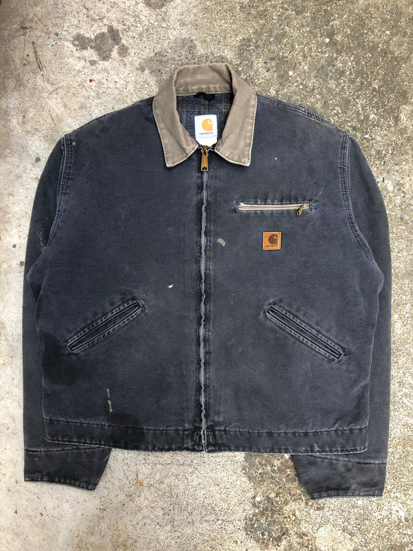 1990s Carhartt Painted Petrol Blue Lined Work Jacket (L)