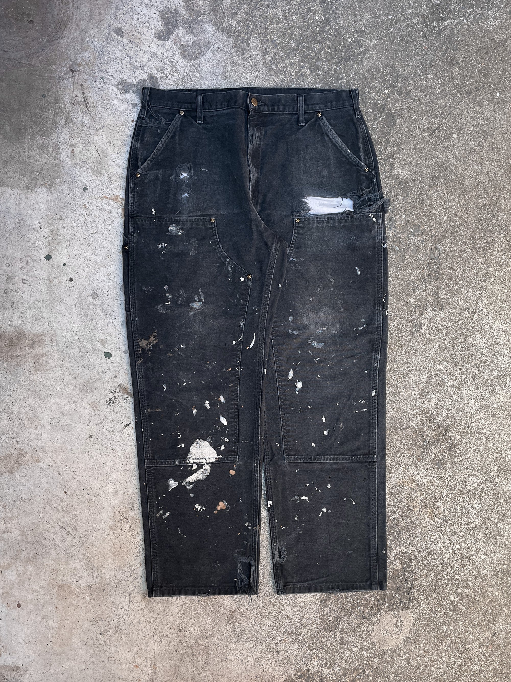 Carhartt B136 Painted Black Double Front Knee Work Pants (35X30)