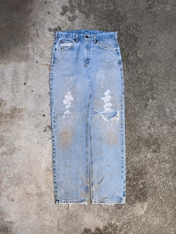 Carhartt B160 Distressed Faded Blue Denim (31X32)