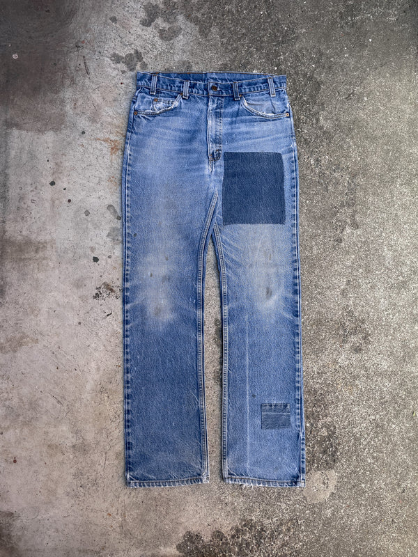 1980s Levis Patch Repaired Worn In Blue 517 (33X32)