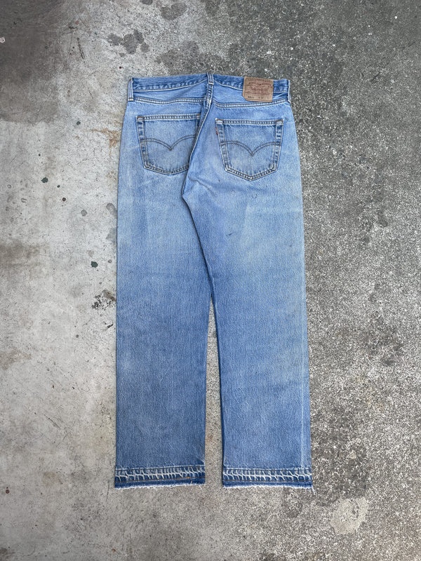 1990s Levi’s Faded Dirty Blue 501XX Released Hem (31X28)