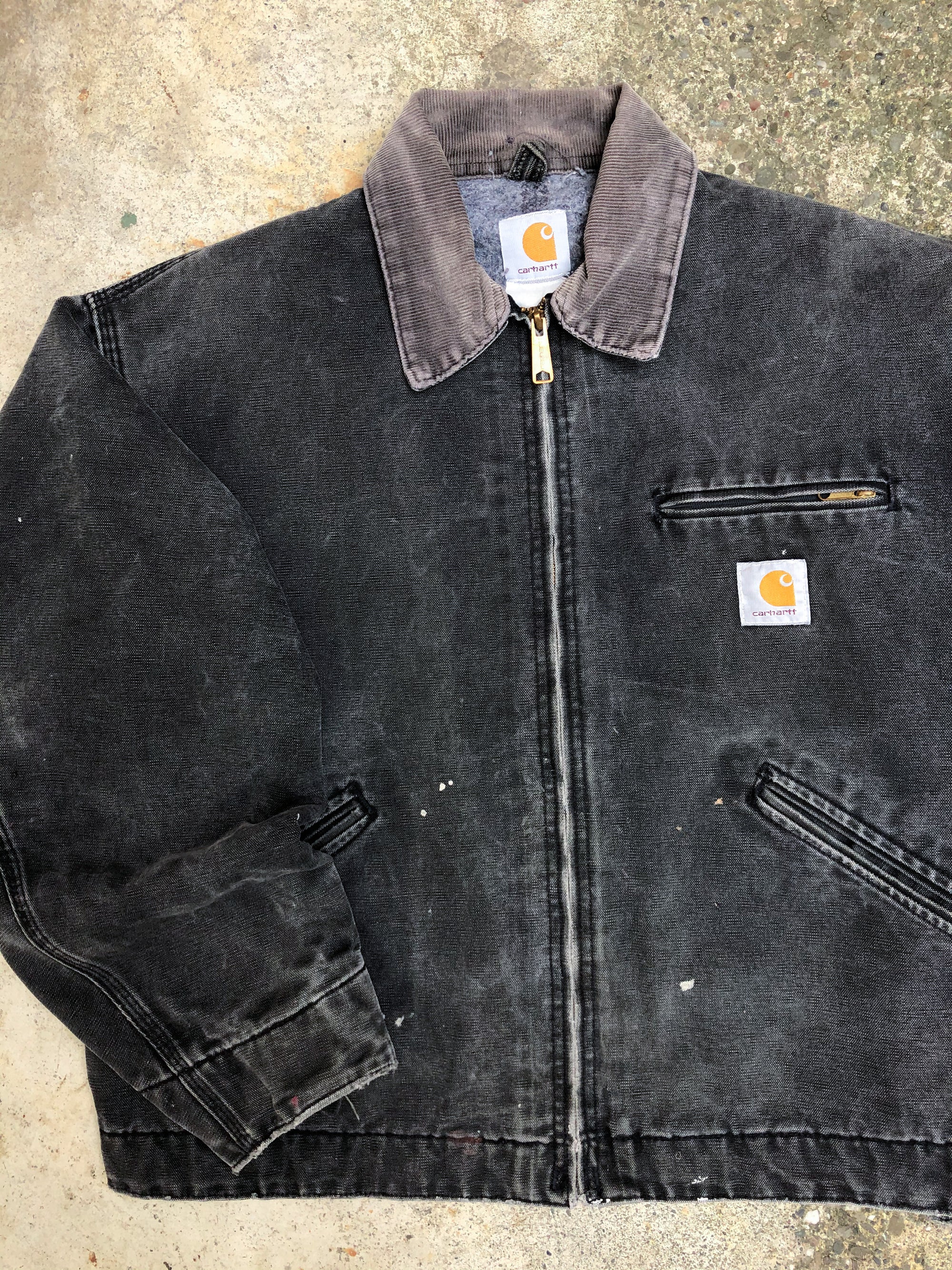 1990s Carhartt Faded Black Lined Work Jacket (L)