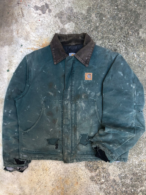 1990s Carhartt Thrashed Hunter Green Quilted Arctic Jacket (L)