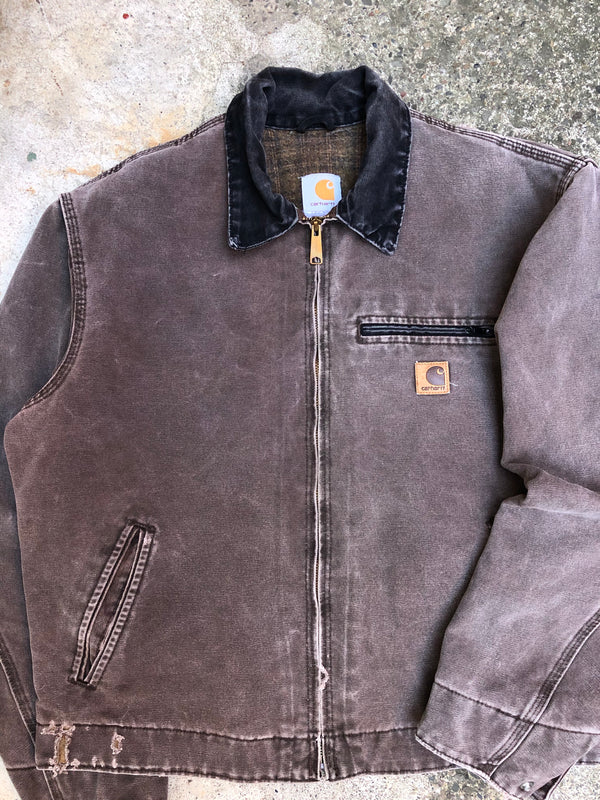 1990s Carhartt Faded Chocolate Lined Work Jacket (L)