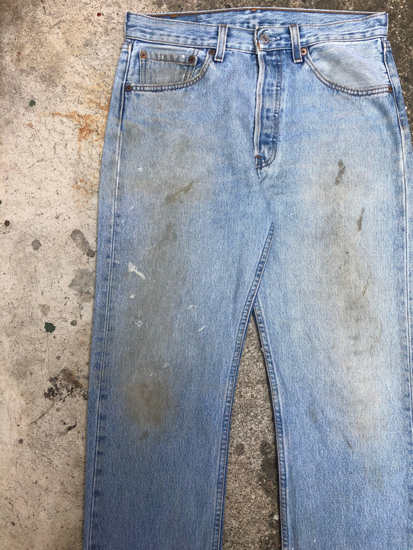 1990s Levis 501 Worn In Painted Blue (30X33)