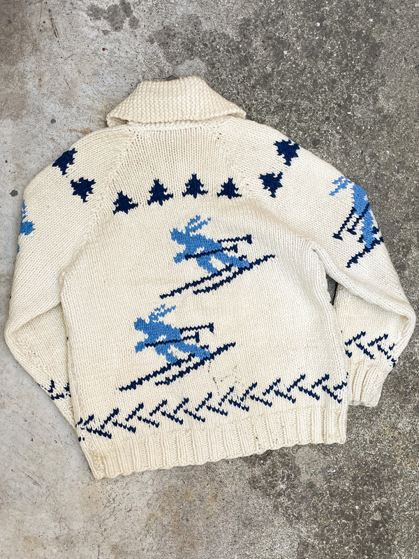 1960s “Ski” Knit Cowichan Zip Up Cardigan (L)