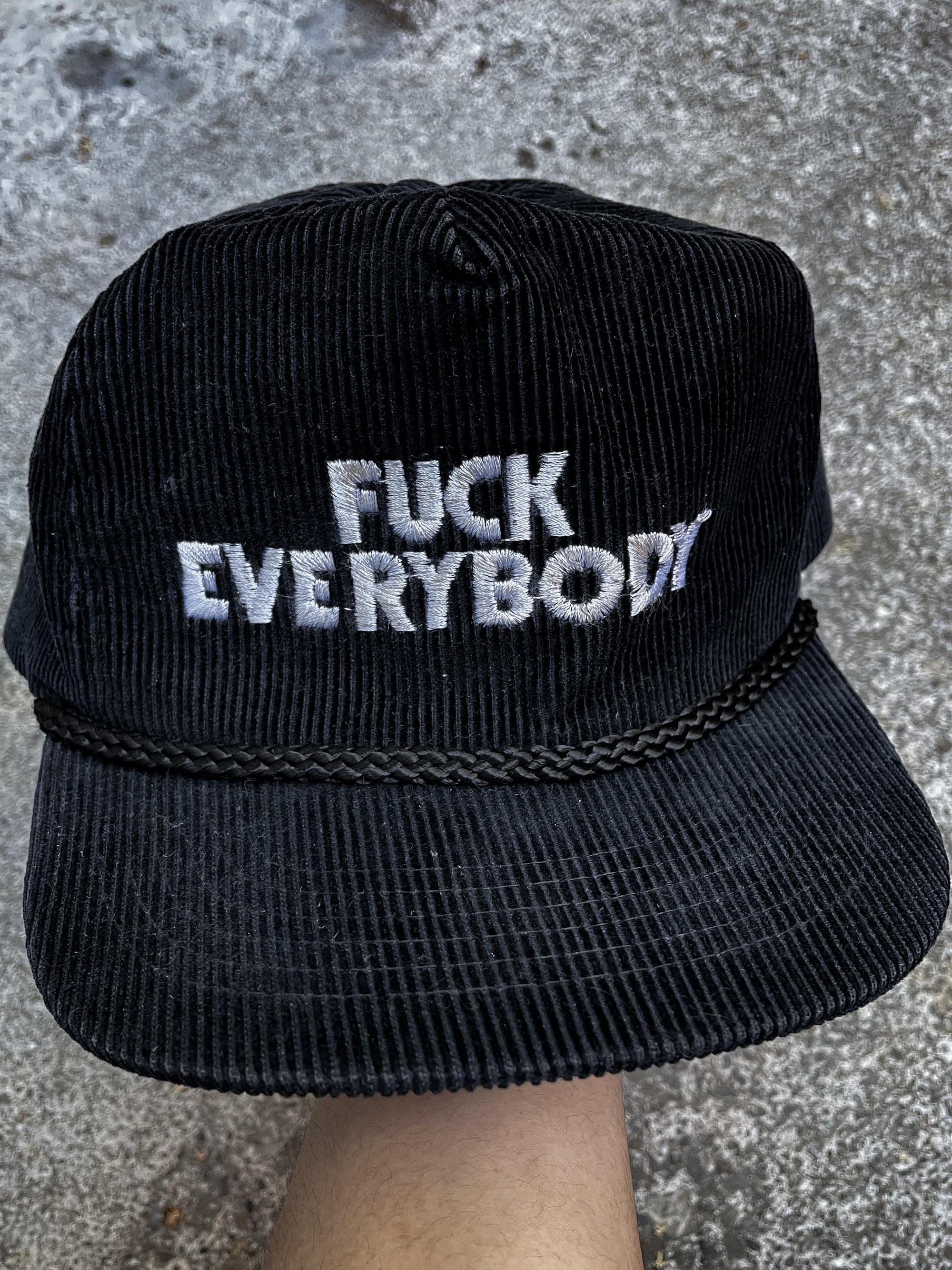 1980s “Fuck Everybody” Embroidered Corduroy Trucker Hat