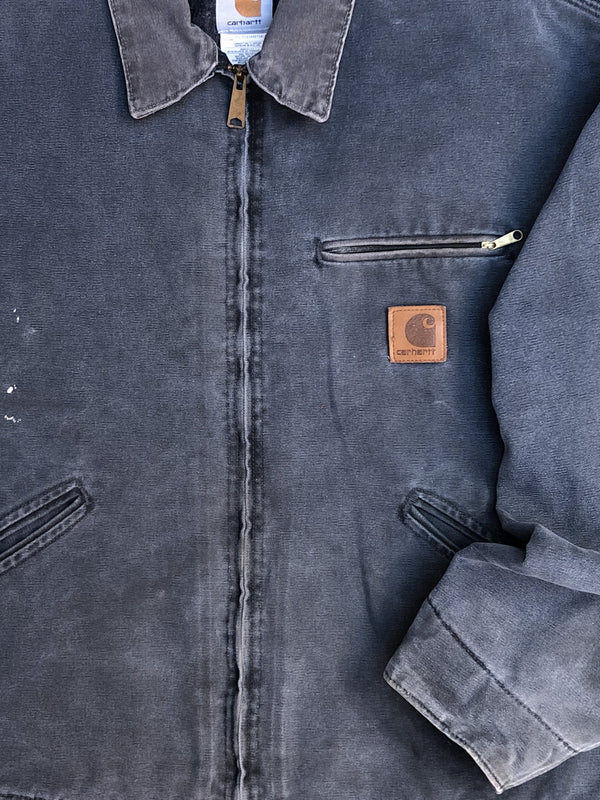 1990s Carhartt Faded Petrol Blue Lined Work Jacket (XL)