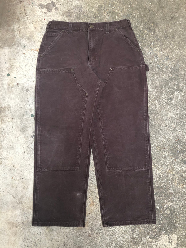 Carhartt B136 Dark Brown Double Front Knee Work Pants (33X28)