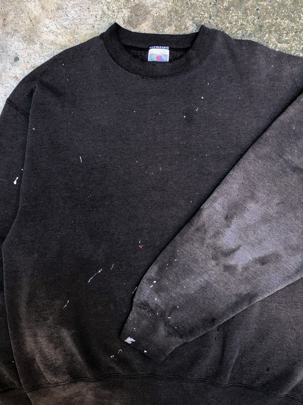 1990s Painted Sun Faded Black Blank Sweatshirt