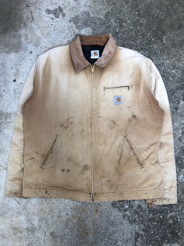 1990s Carhartt Sun Faded Tan Quilted Work Jacket (XL/XXL)