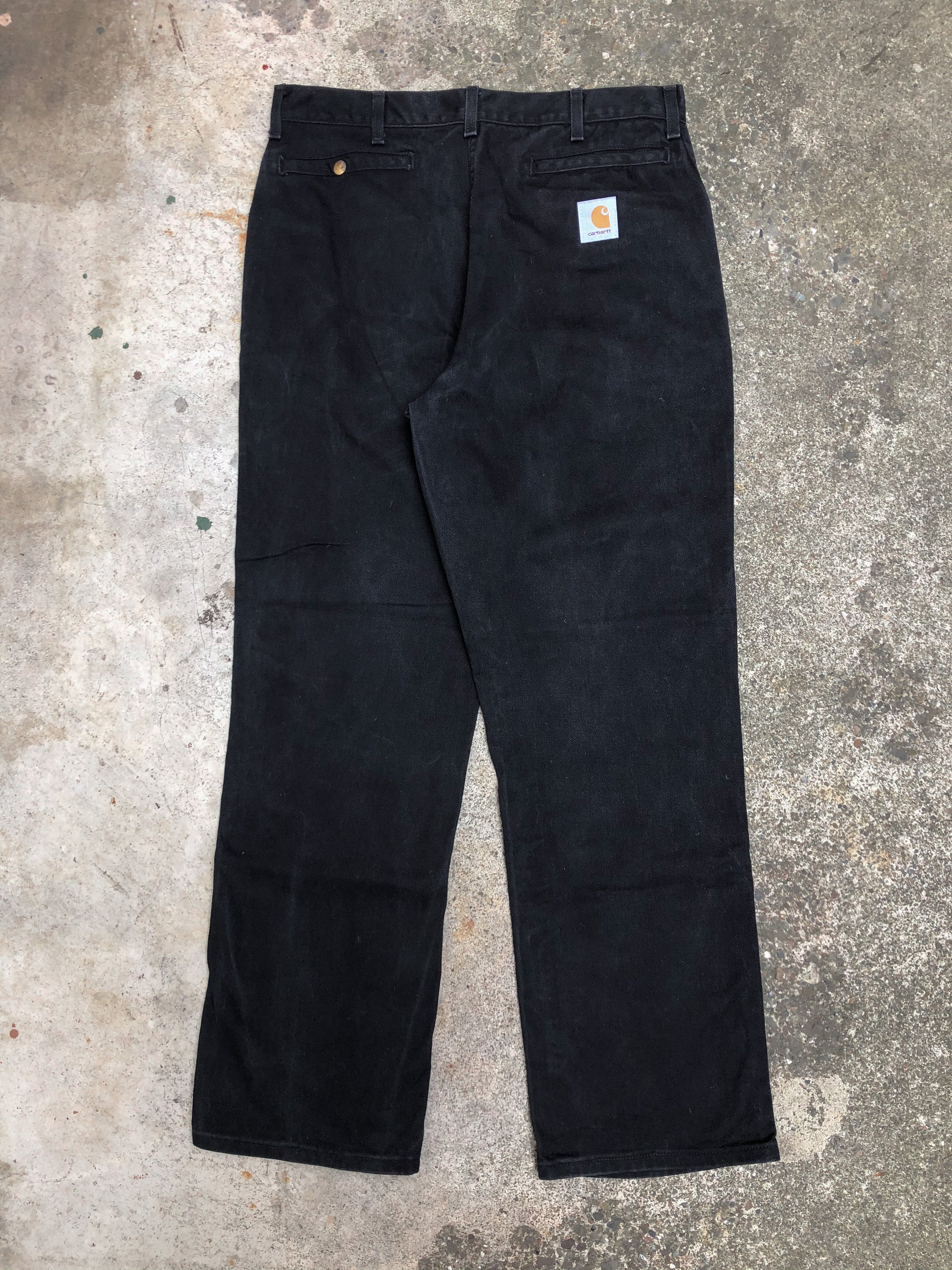 1990s Carhartt Washed Black Canvas Work Pants (34X30)