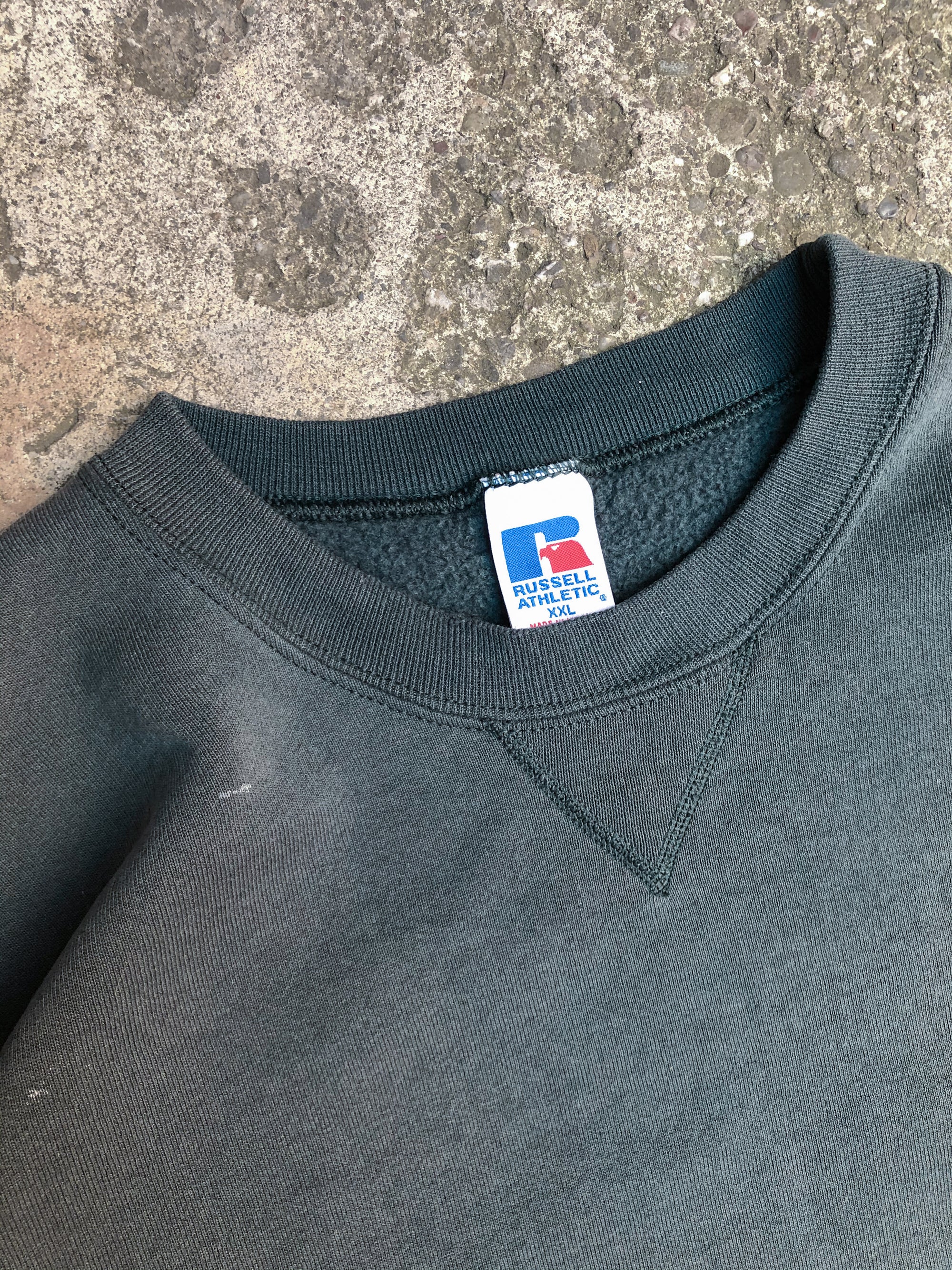 1990s Russell Faded Dark Sea Foam Blank Sweatshirt