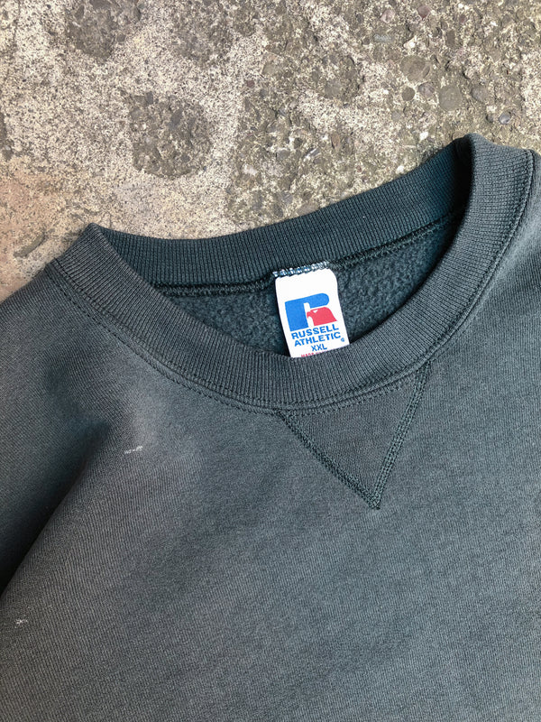 1990s Russell Faded Dark Sea Foam Blank Sweatshirt