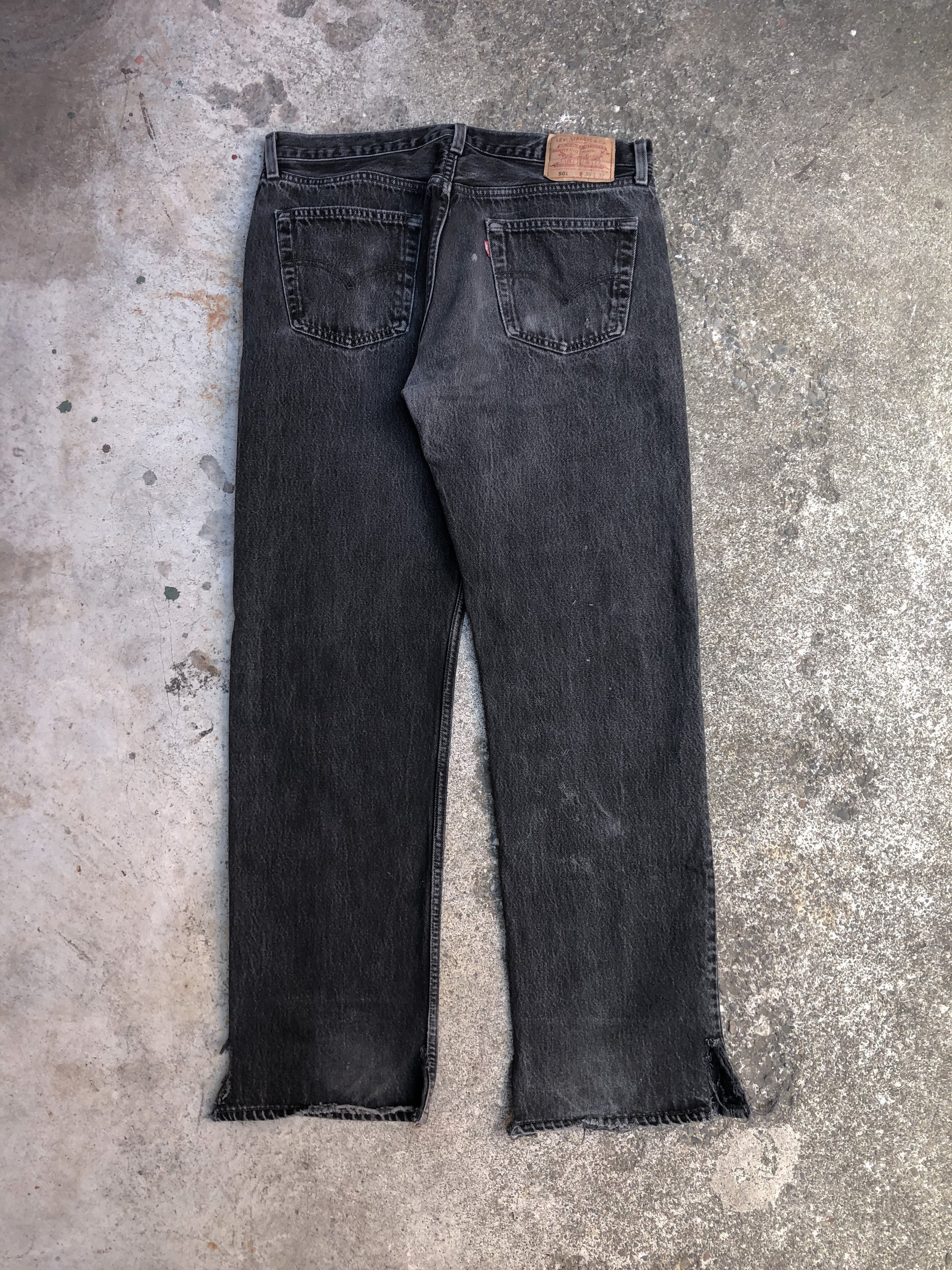 1990s Levis Faded Black 501 Split Hem (34X30)