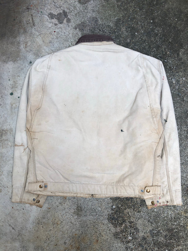 1990s Carhartt Faded Painted Tan Lined Work Jacket (L)