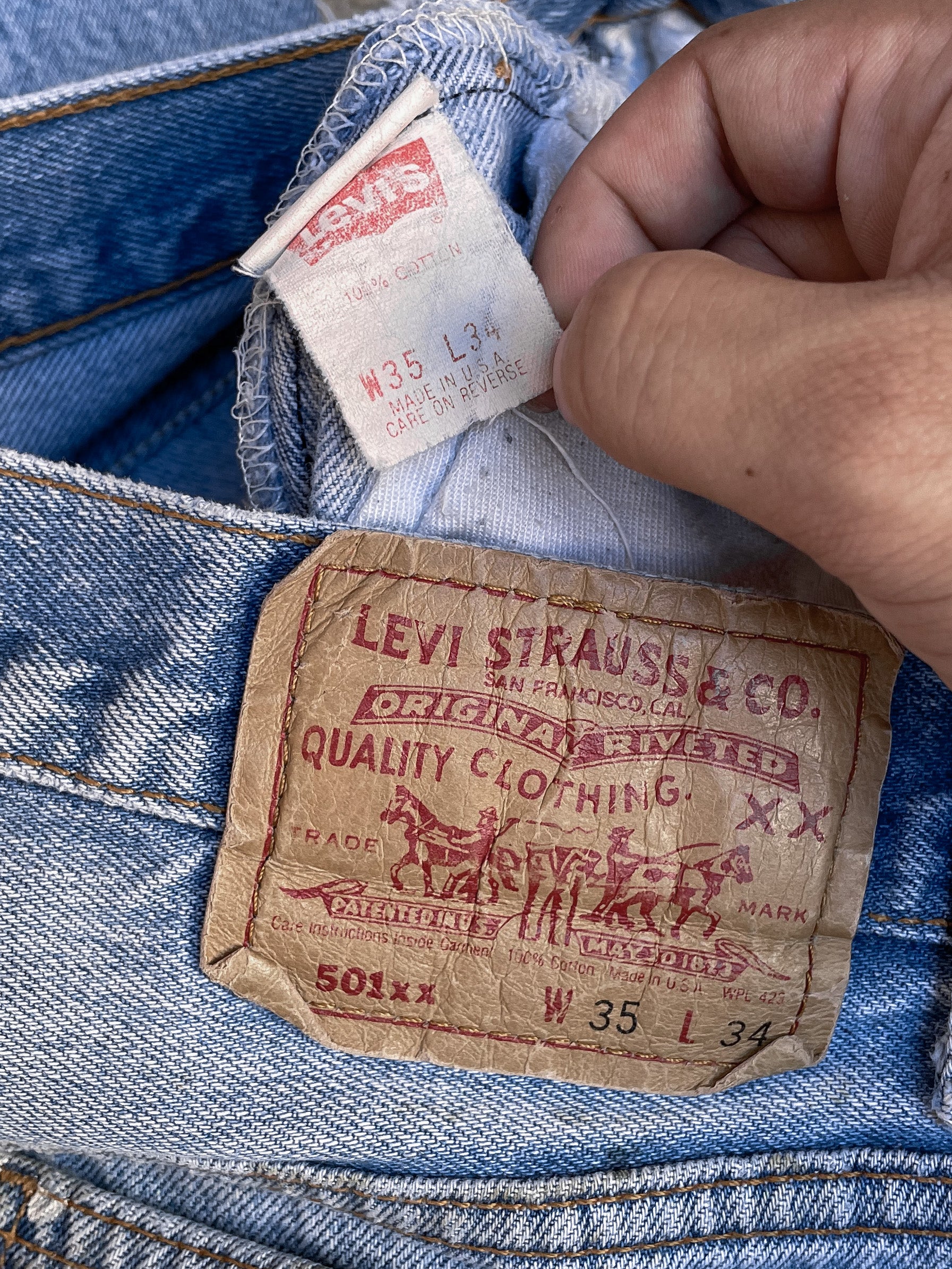 1990s Levi’s Distressed Faded Blue 501xx (32X30)