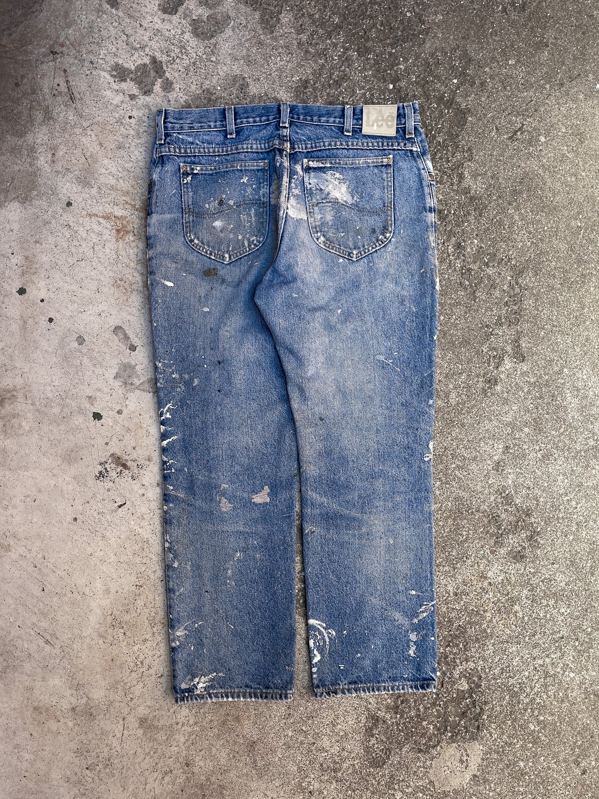 1990s Lee Painted Distressed Blue Denim (34X28)