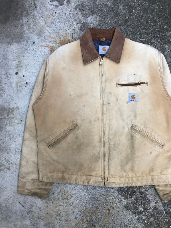 1990s Carhartt Sun Faded Tan Lined Work Jacket